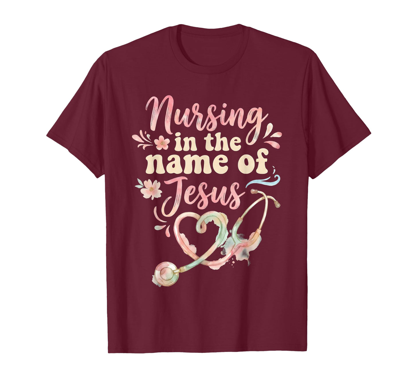 Nursing in The Name of Jesus Christian Nurse T-Shirt