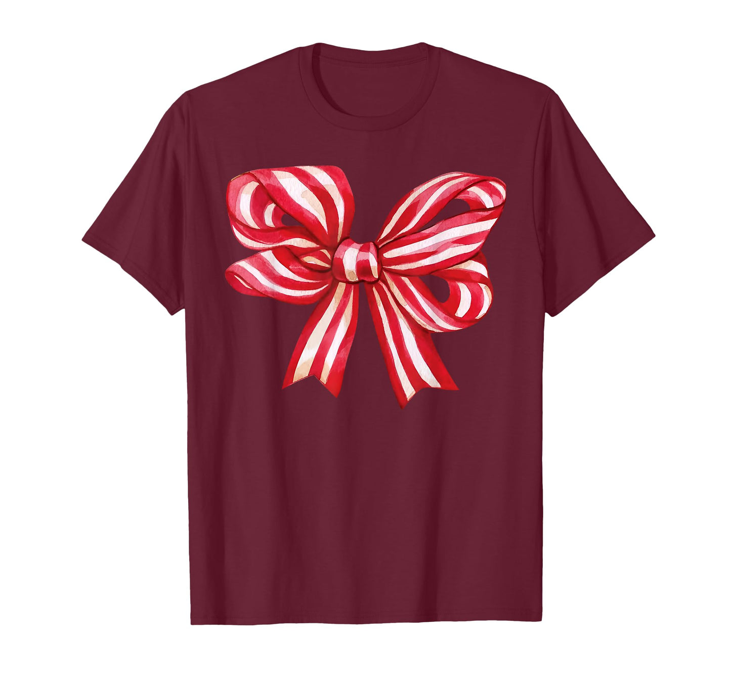 Candy Cane Coquette Bow Red White Xmas Holiday Christmas T-Shirt