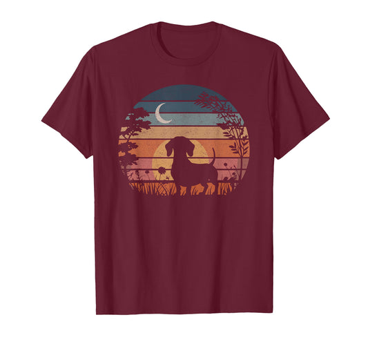 Dachshund Vintage Silhouette 60s 70s Retro Wiener Dog Lover T-Shirt