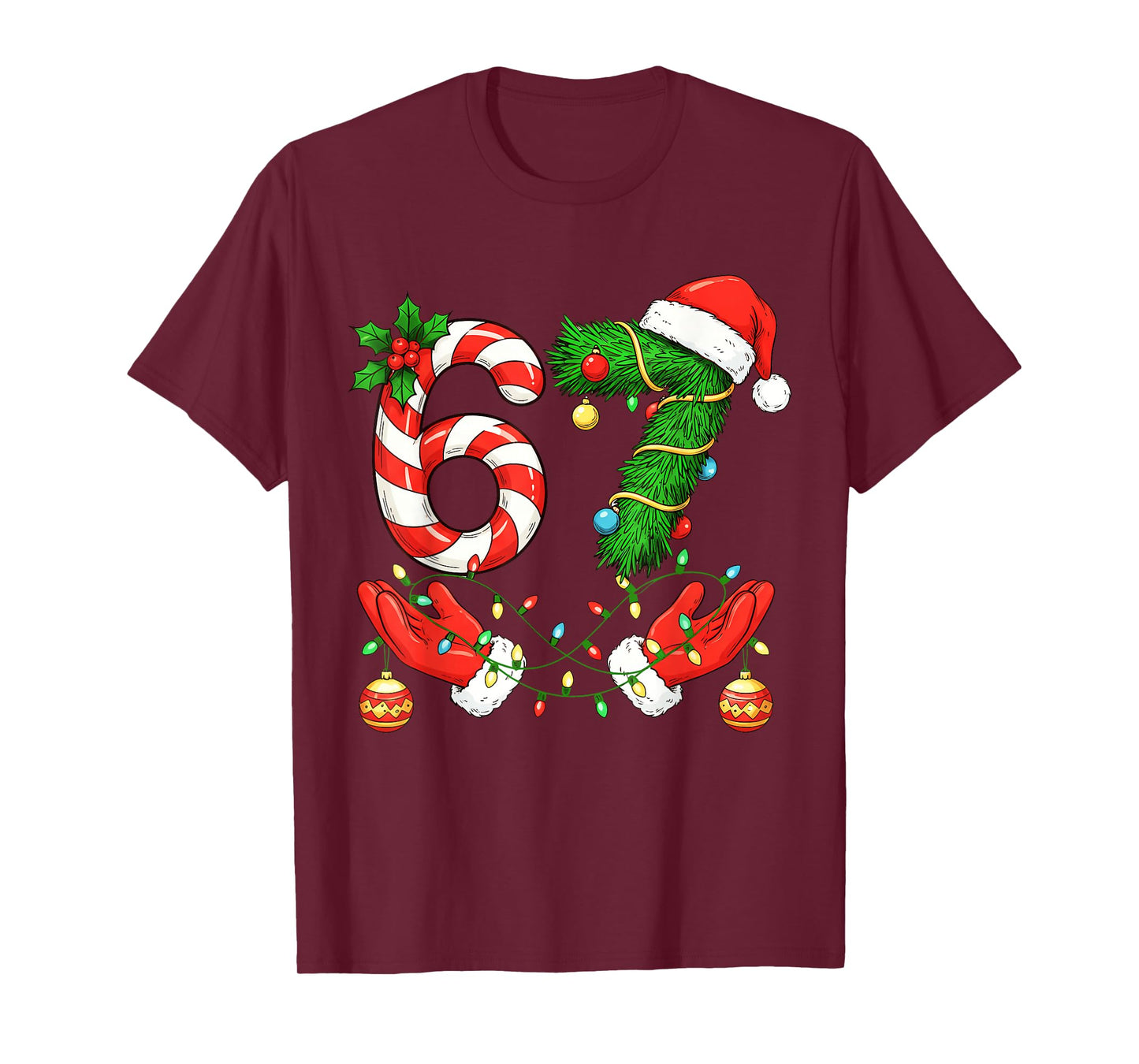 Trending Six Seven Meme Christmas 67 Santa Funny Christmas T-Shirt