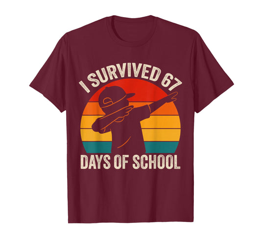 I Survived 67 Days of School Dabbing Six Seven Meme Boys T-Shirt