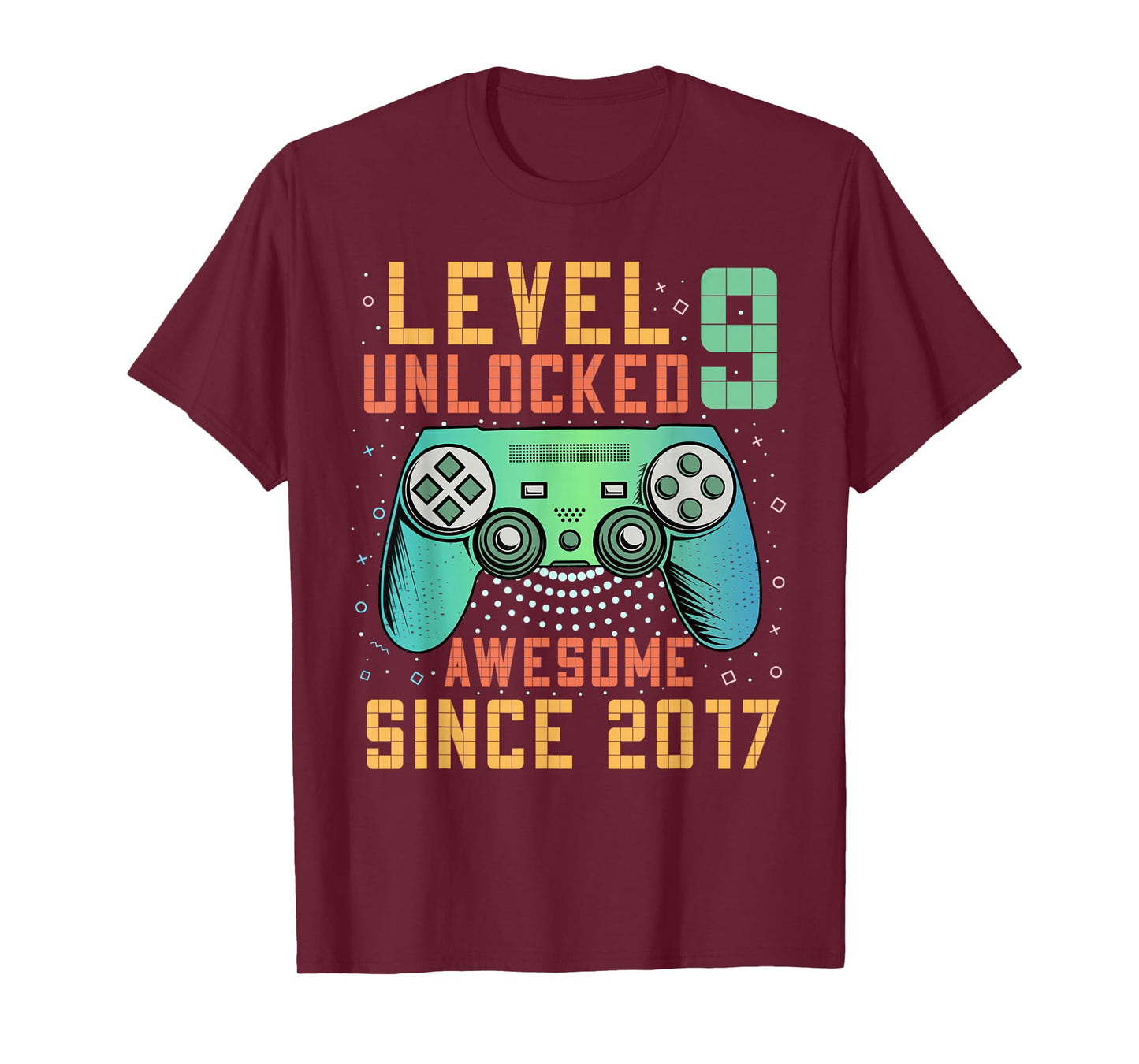 Level 9 Unlocked Awesome Since 2017 9th Birthday Boy T-Shirt