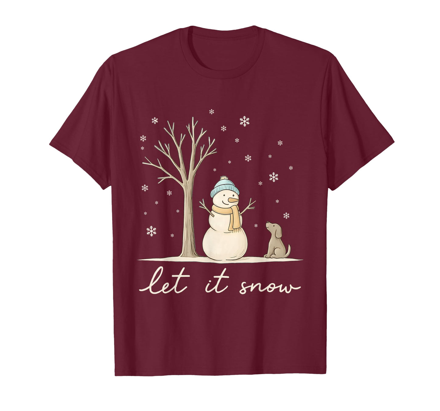Let It Snow Christmas Snowman Winter Christmas Dog Lovers T-Shirt