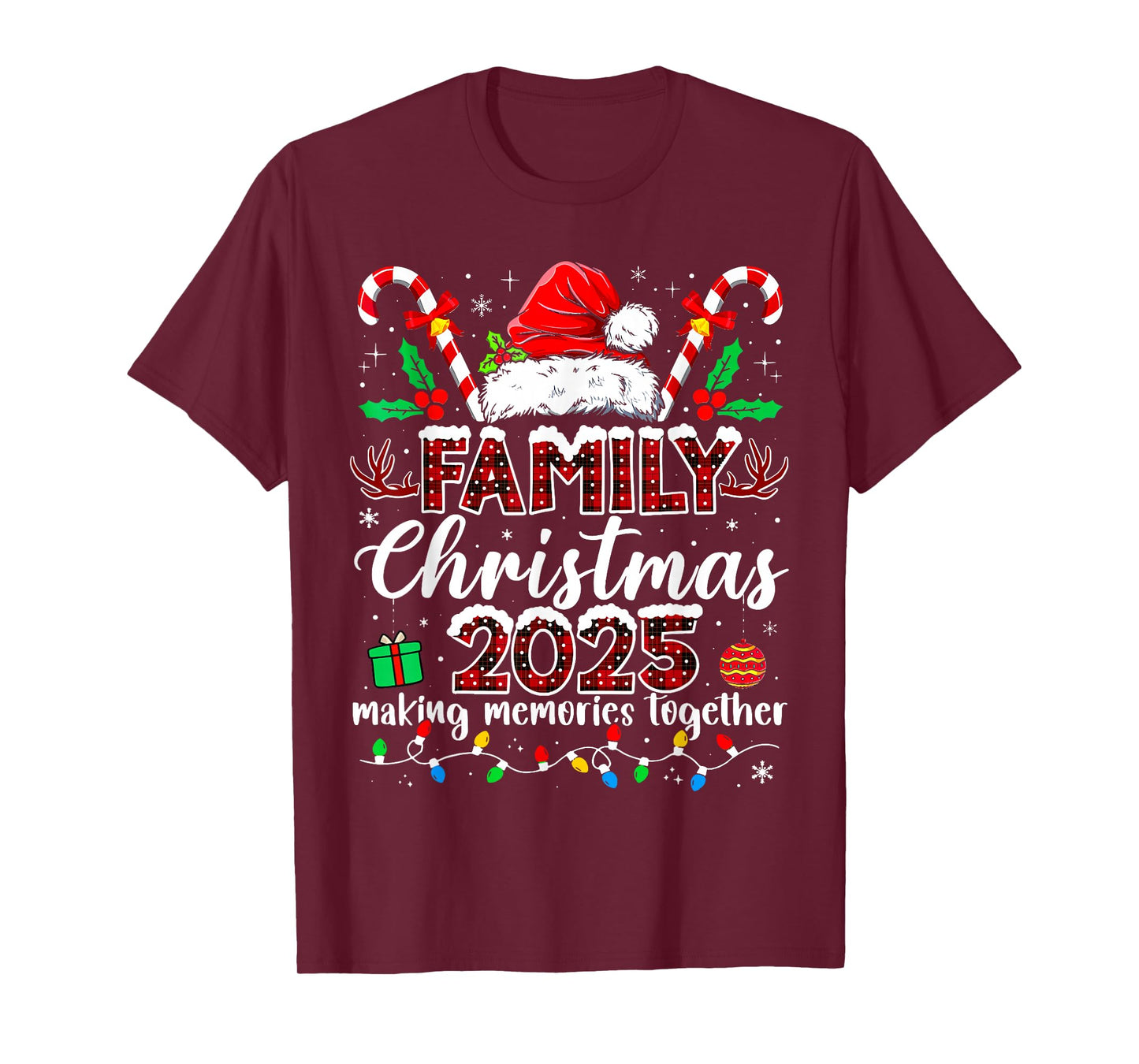 Family Christmas 2025 Red Santa Hat Matching Family Outfit T-Shirt