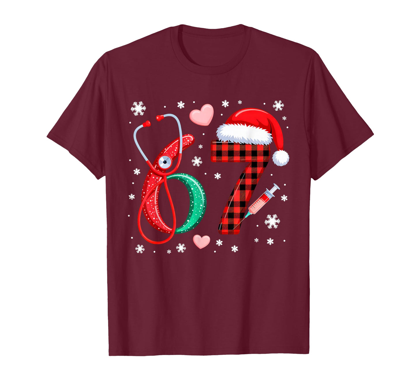 Funny 67 Meme Nurse Six Seven Nursing Festive Christmas T-Shirt