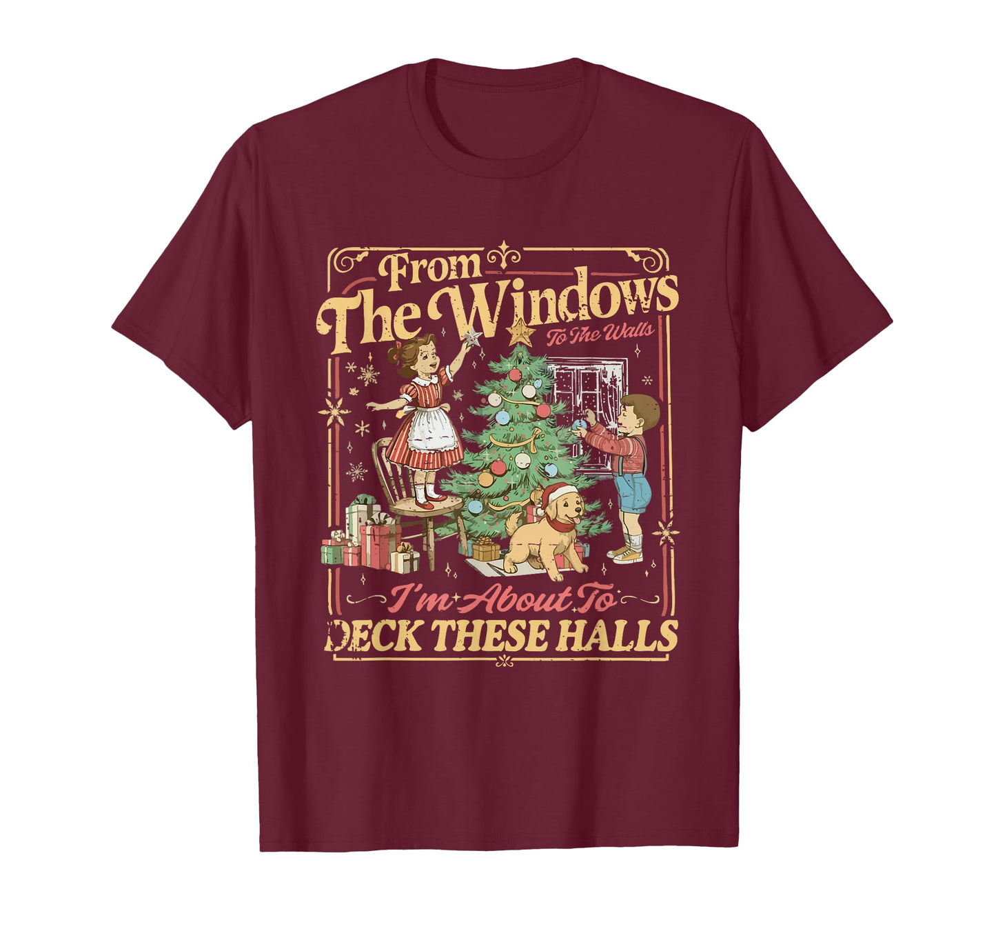 Funny Christmas Holiday from The Windows to The Walls Retro T-Shirt