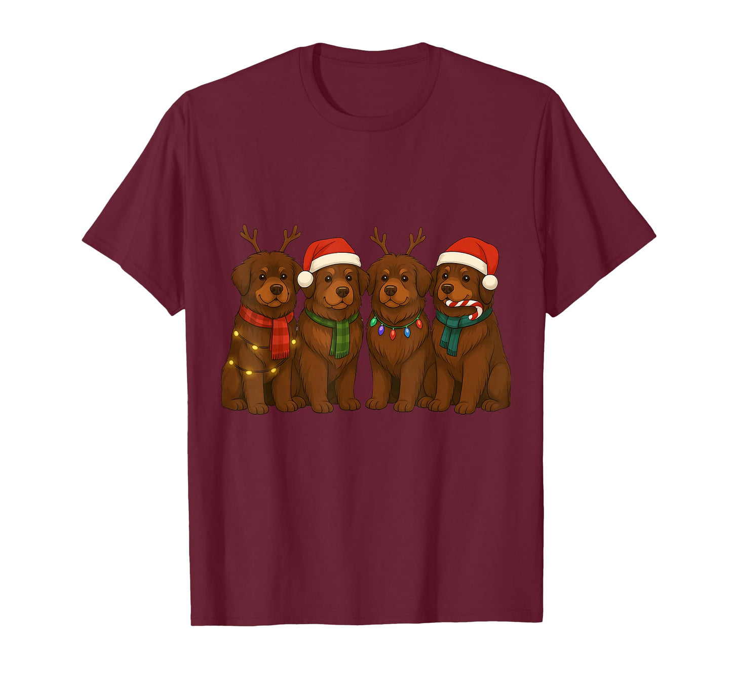 Newfoundland Santa Hat Tee Dog Merry Christmas T-Shirt