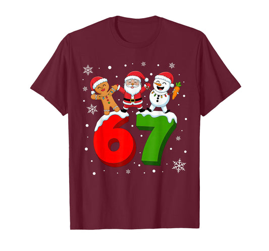 67 Meme Six Seven Dabbing Santa 6 7 Christmas Kids T-Shirt