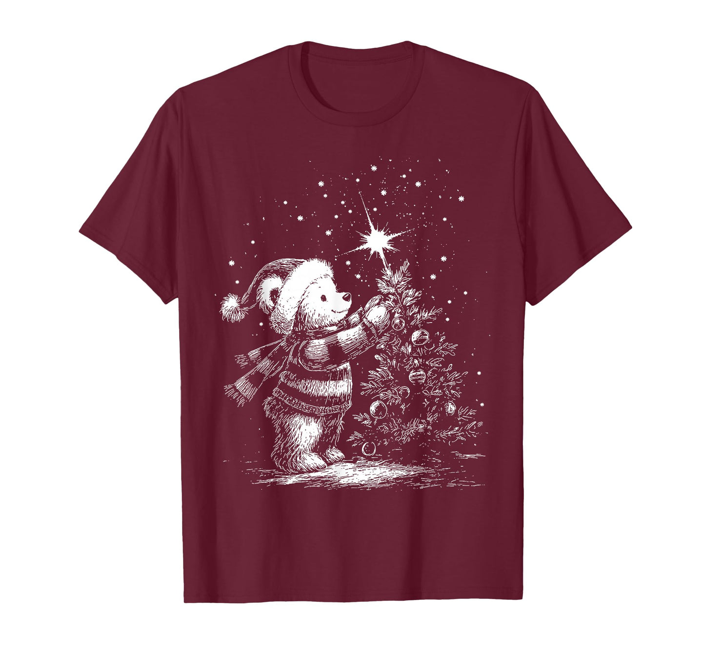 Vintage Bear Christmas Retro Christmas Tree and Teddy Bear T-Shirt