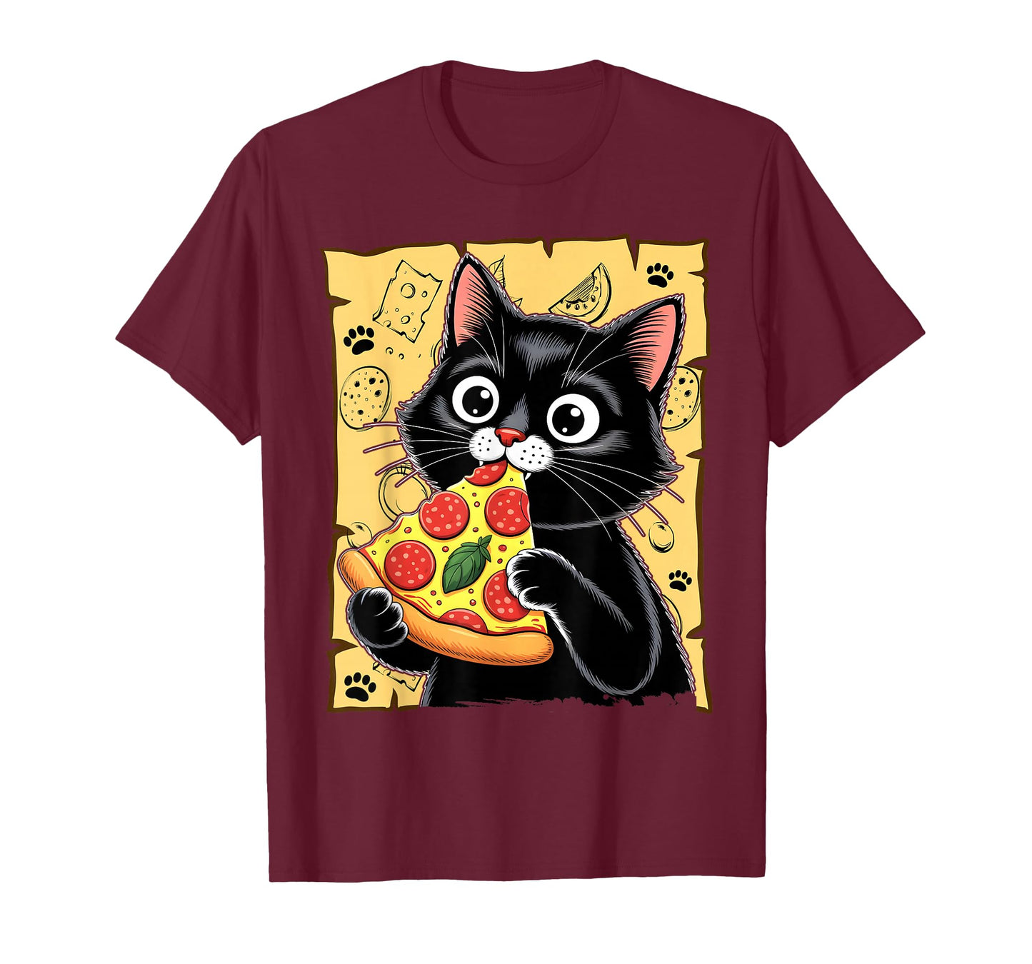 Japanese Kawaii Anime Aesthetic Cat Eating Pizza T-Shirt