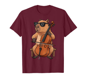 Cute Capybara Playing Cello Player Lover Musician Cellist T-Shirt