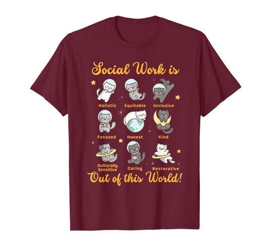 Social Worker Cat Funny Saying Cats Meme Social Work Month T-Shirt