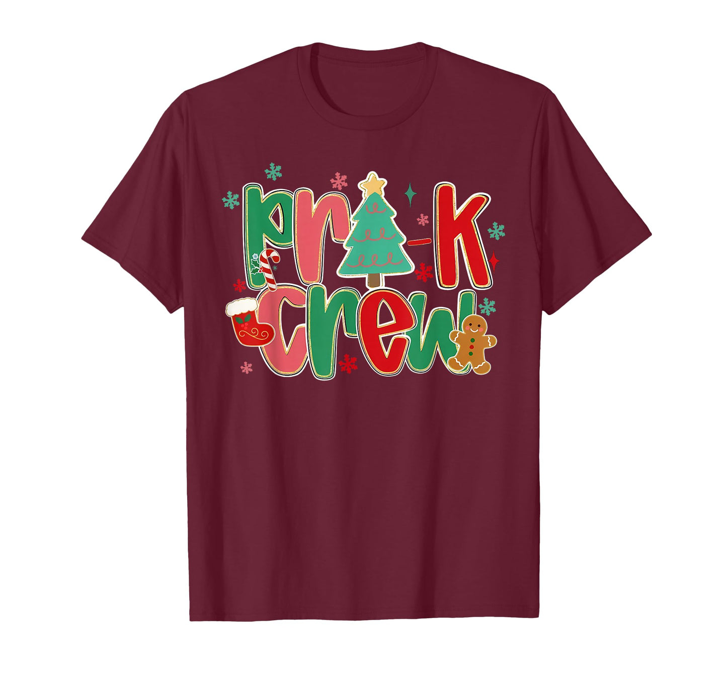 Pre-K Crew Christmas Teacher Preschool Team School Staff T-Shirt
