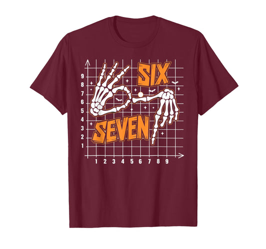 Six Seven Coordinate (6,7) Funny Skeleton Hands Sign 67 Meme T-Shirt