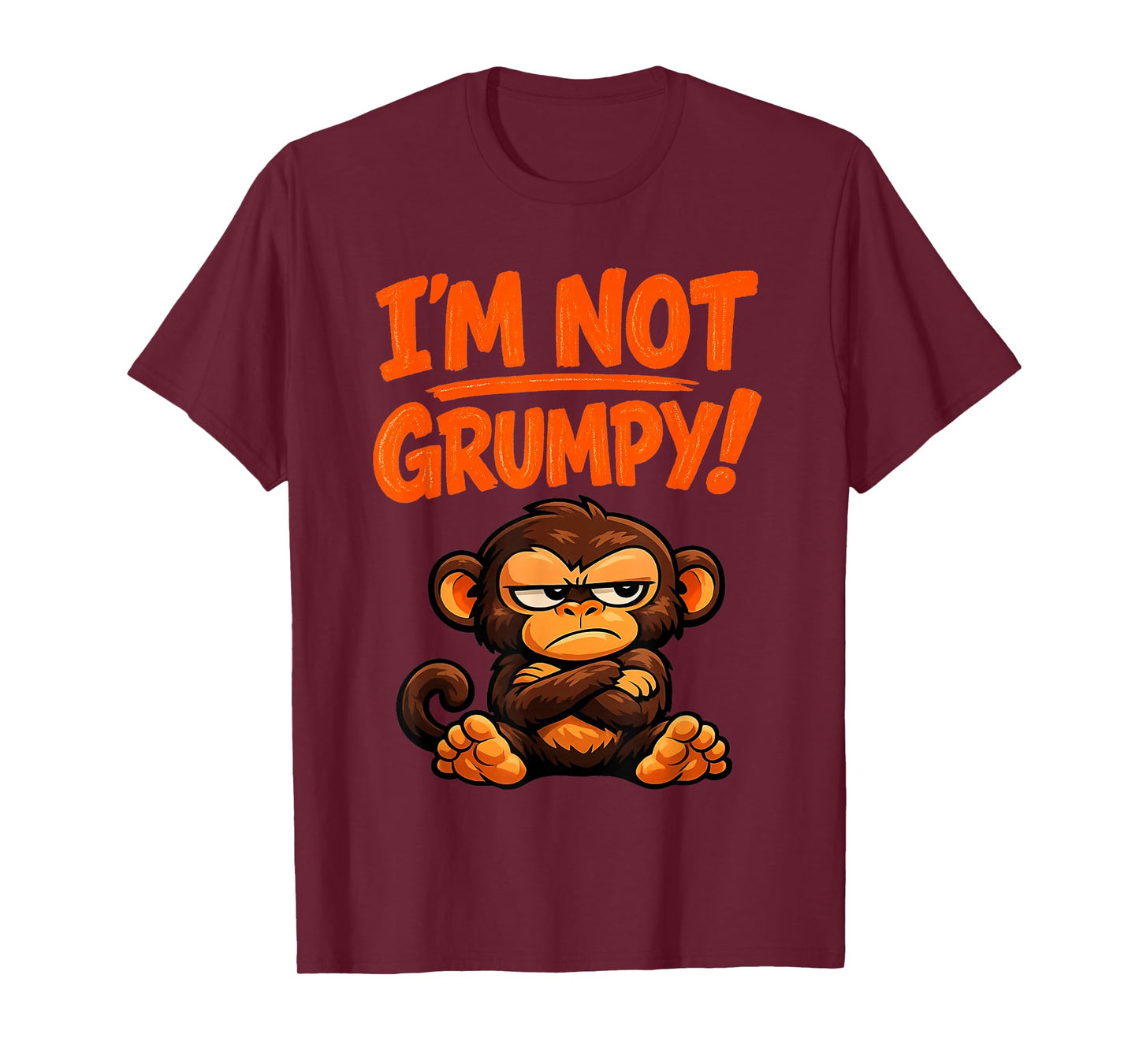 I’m Not Grumpy Funny Angry Monkey Cartoon T-Shirt