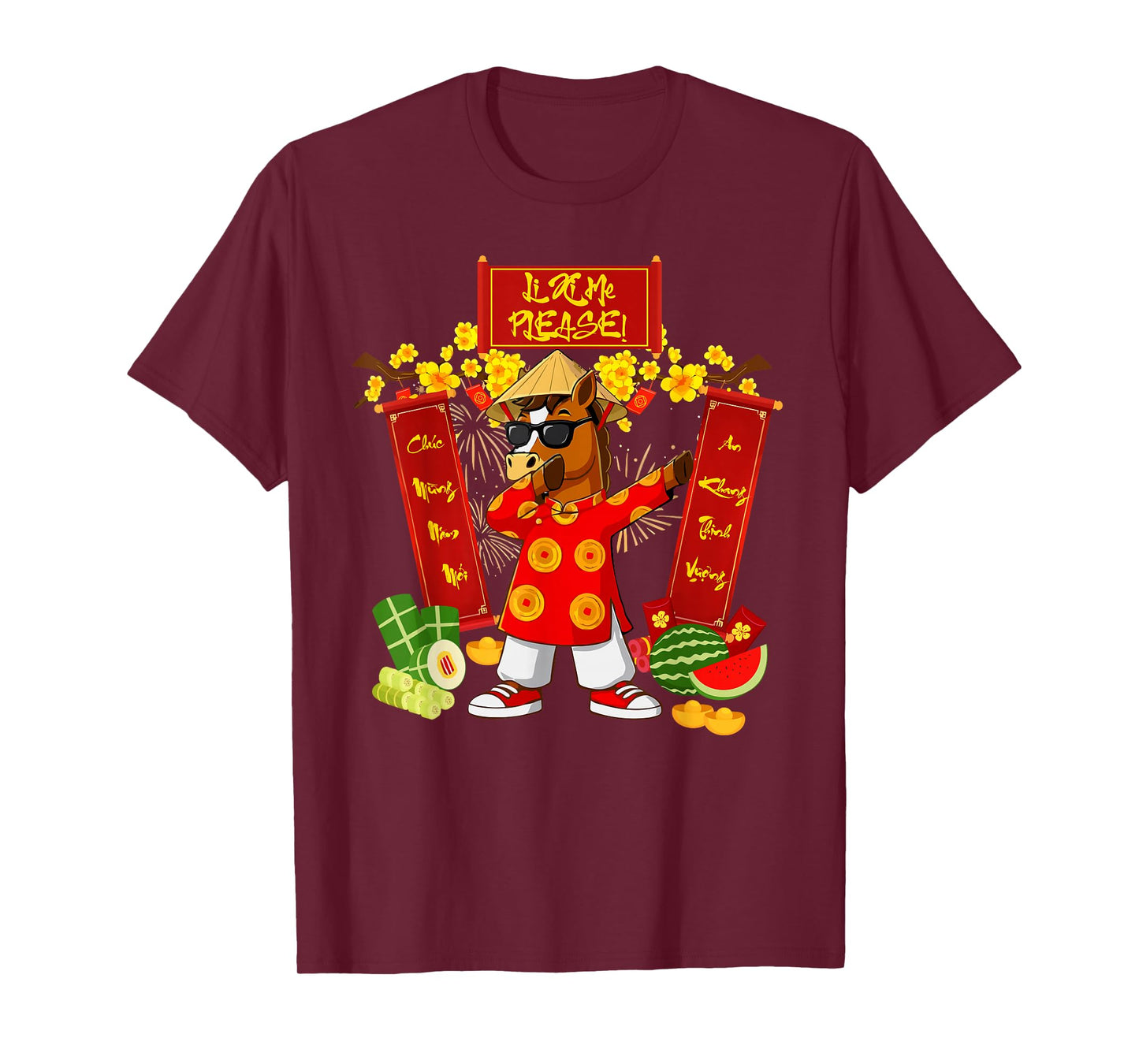 Li Xi Me Please Happy TET 2026 Horse Vietnamese Ao Dai Boy T-Shirt