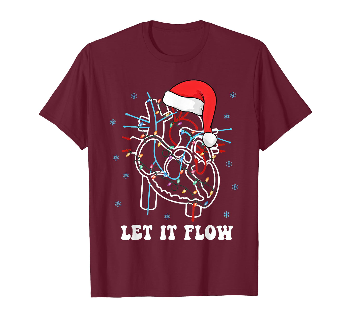 Let It Flow Anatomy Heart Cardiac Nurse Santa Hat Christmas T-Shirt