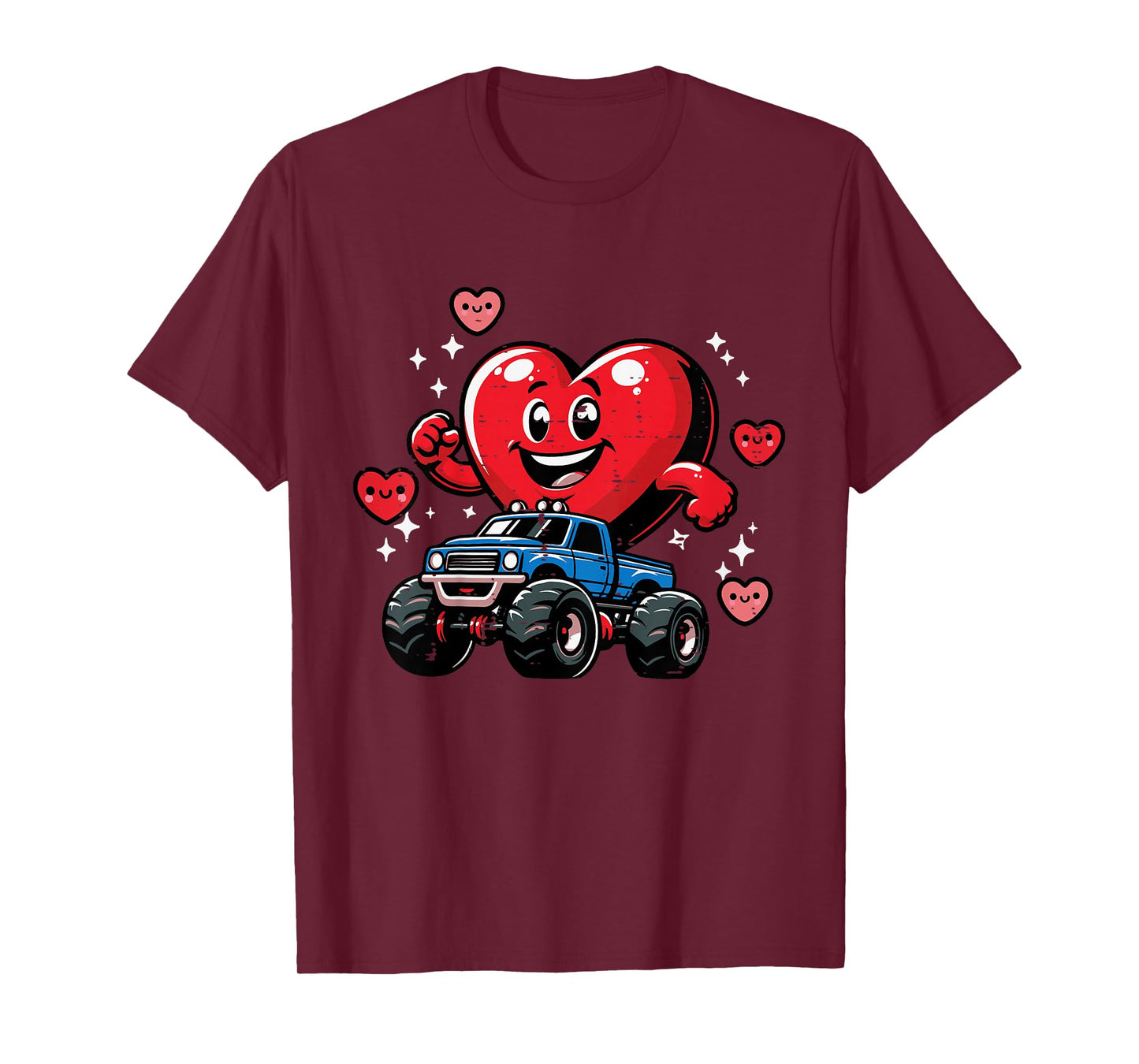 Kids Valentines Day Heart On Monster Truck Cute Toddler Boys Kids T-Shirt