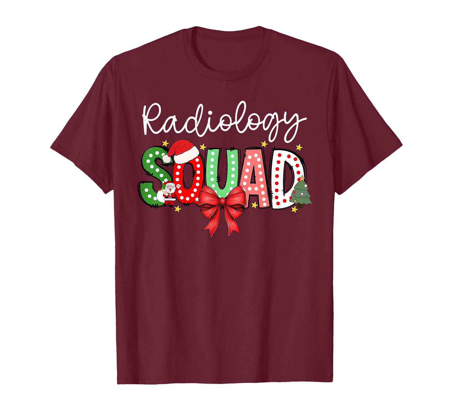 Radiology Squad Santa Christmas Coquette Bow X-ray Rad Tech T-Shirt