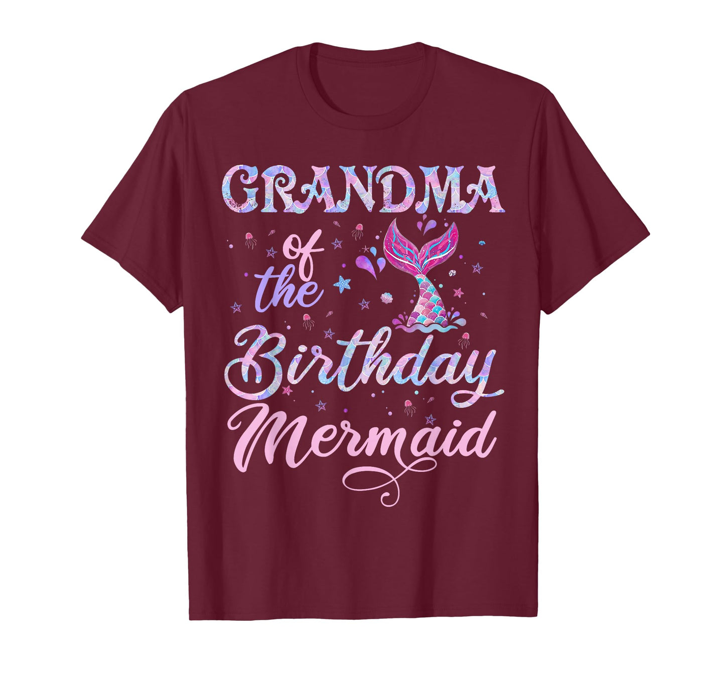 Funny Bday Family Matching Grandma of The Birthday Mermaid T-Shirt