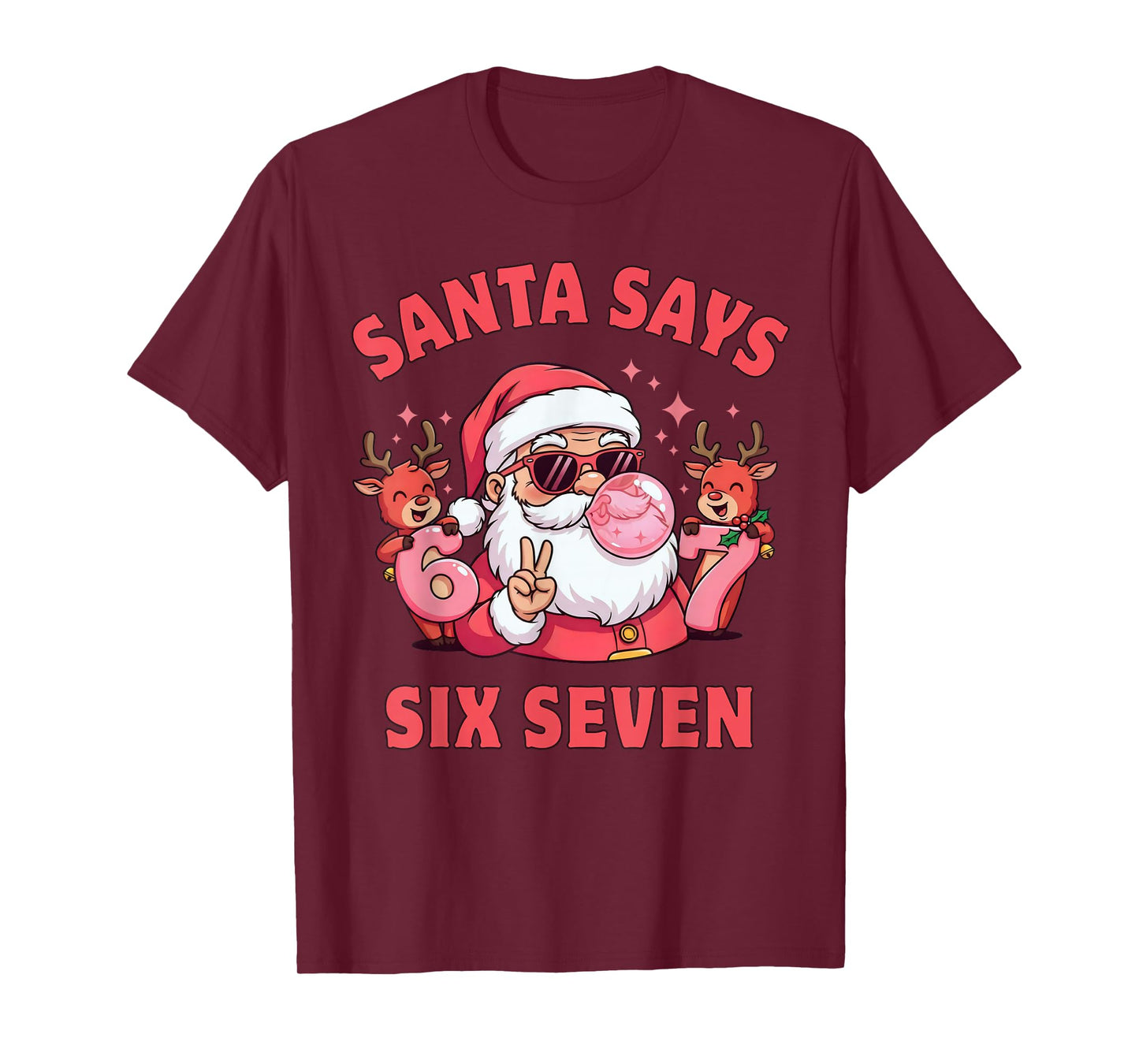 Santa Says 67 Funny Six Seven Xmas Meme Kids 6 7 Christmas T-Shirt