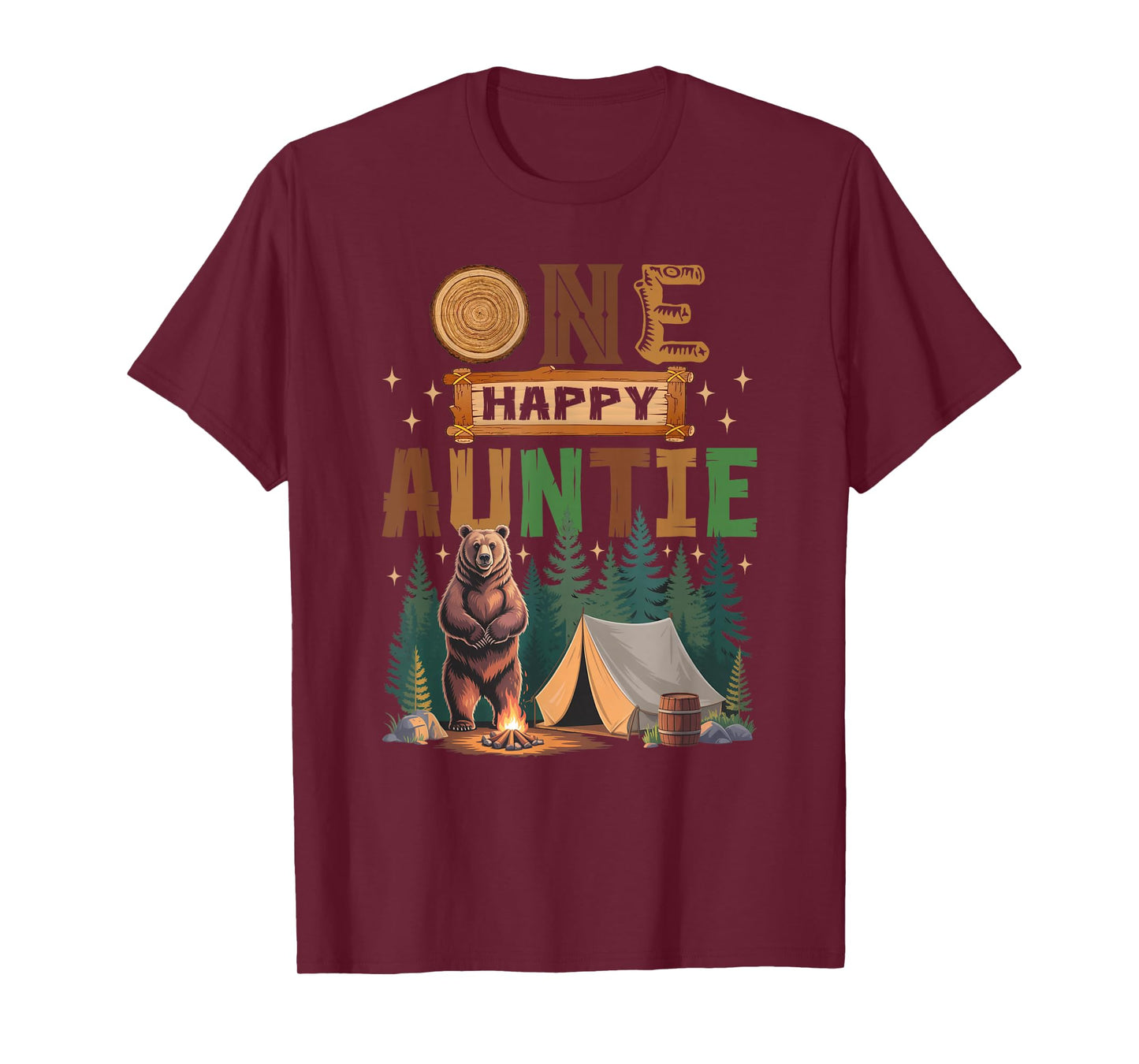 One Happy Auntie Camper 1St Birthday Camping Bear T-Shirt