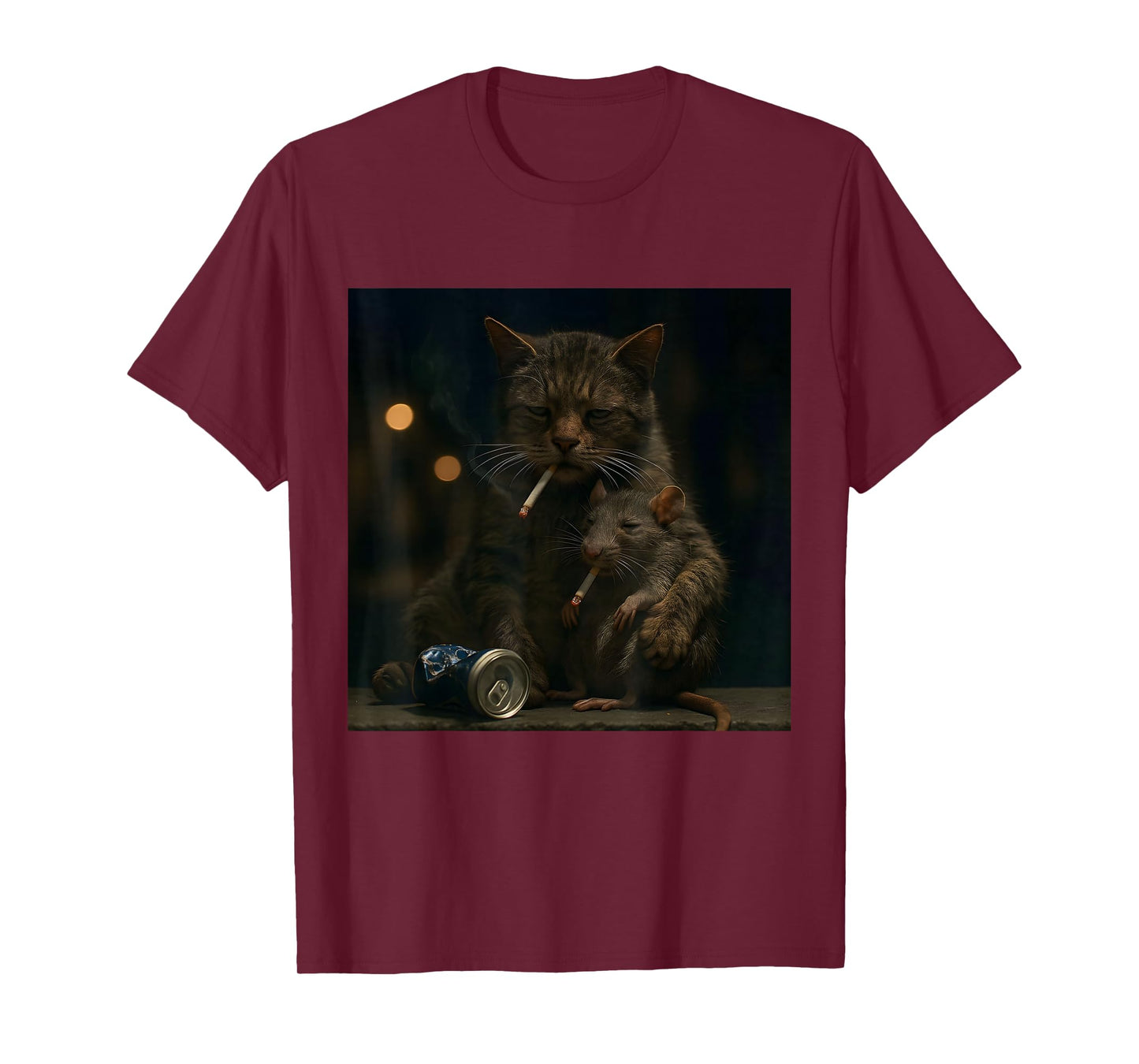 Cat Smoking with Rat Funny Meme Cat T-Shirt