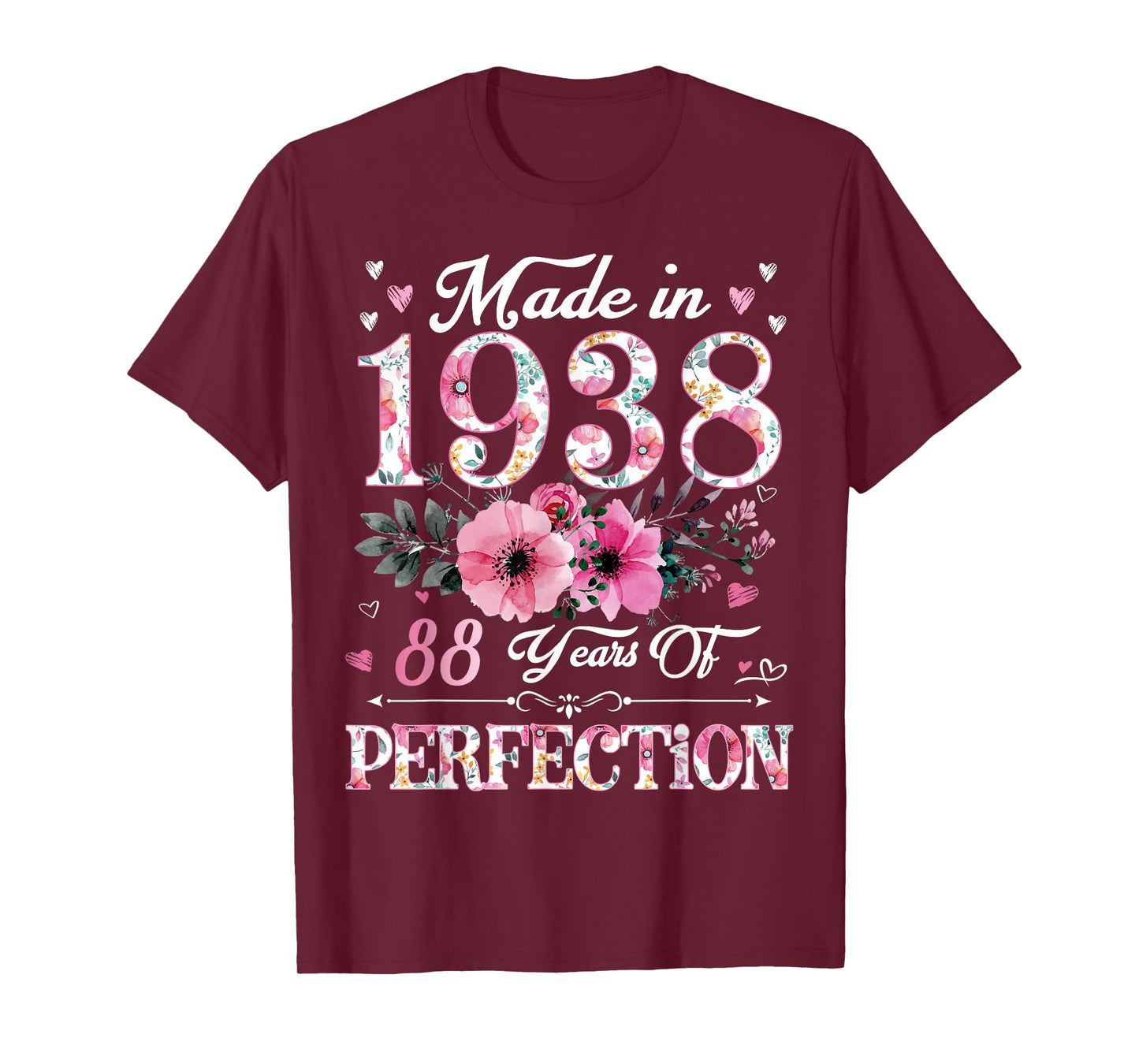 88 Year Old in 1938 Floral 88th Birthday Gifts for Women T-Shirt
