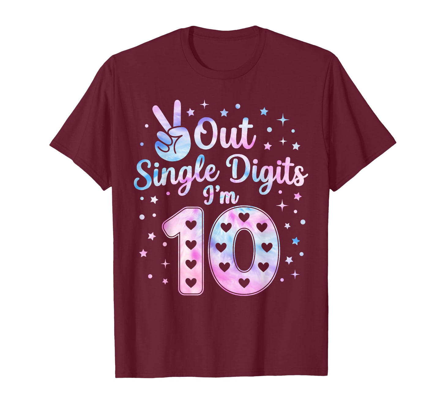 Cute Tie dye I'm 10 Double Digits 10th Birthday Girls T-Shirt