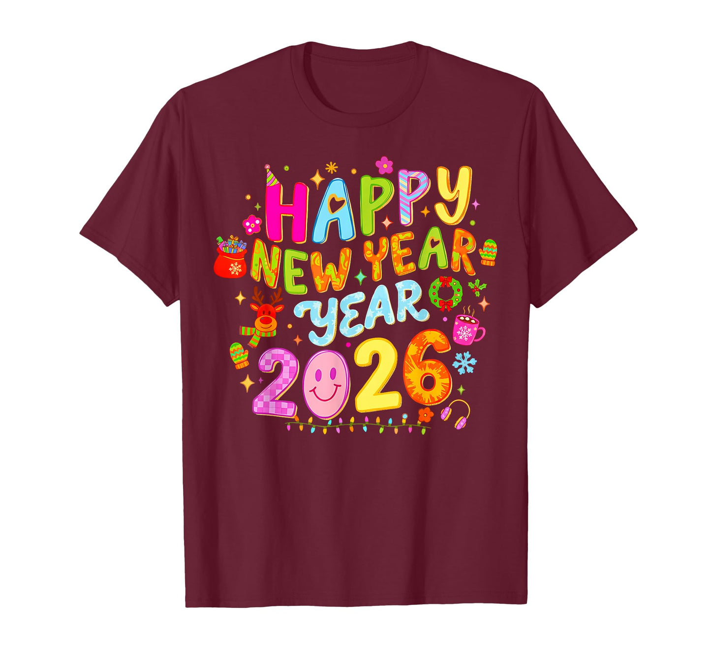 Happy New Year 2026 Funny Colorful Teacher and Student Gifts T-Shirt