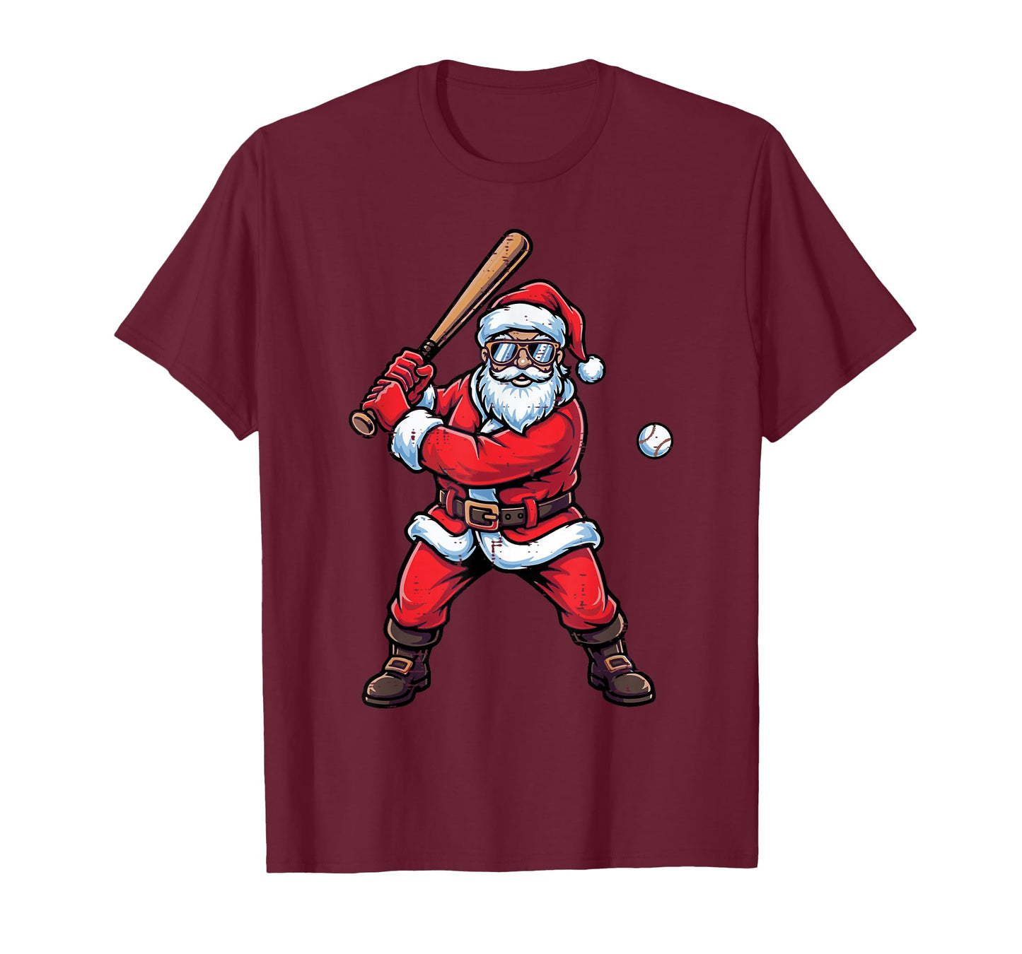 Christmas Santa Baseball Batter Xmas Sports Men Boys Kids T-Shirt
