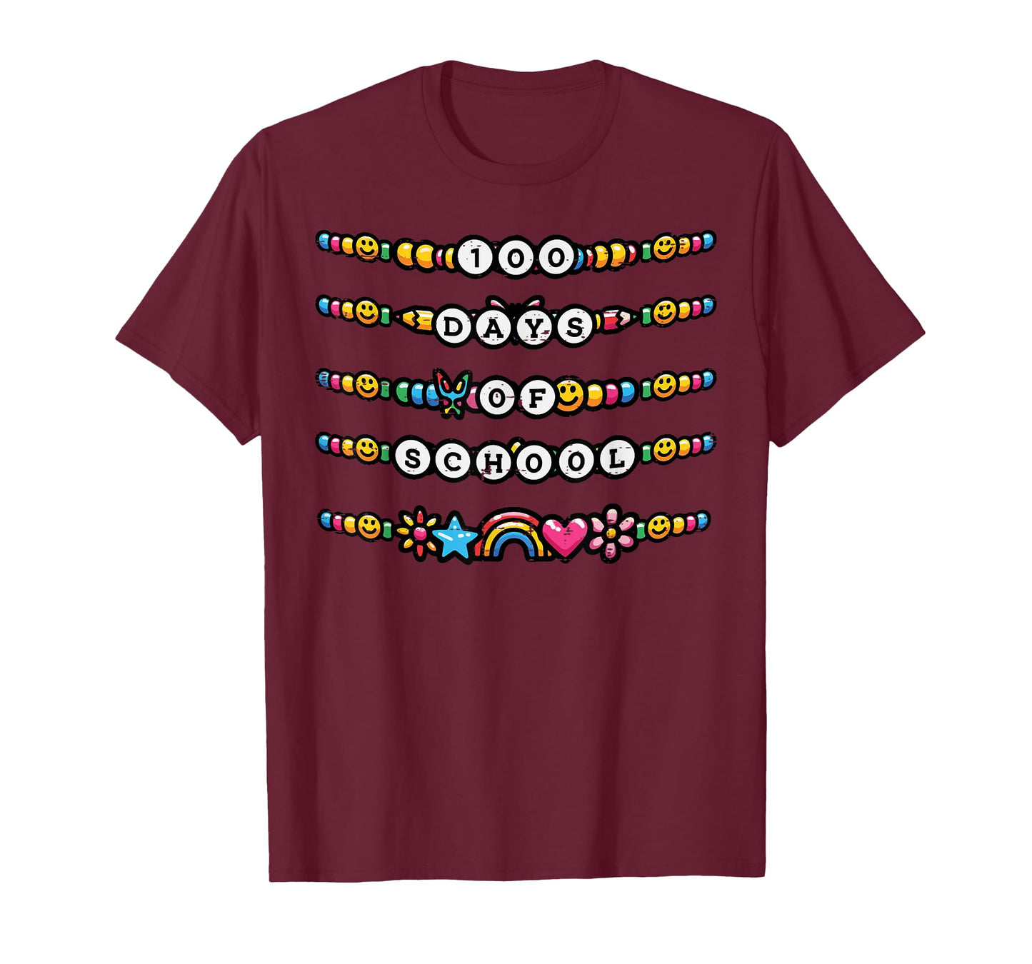 100 Days of School Beads Bracelet 100th Day Girls Kids Women T-Shirt