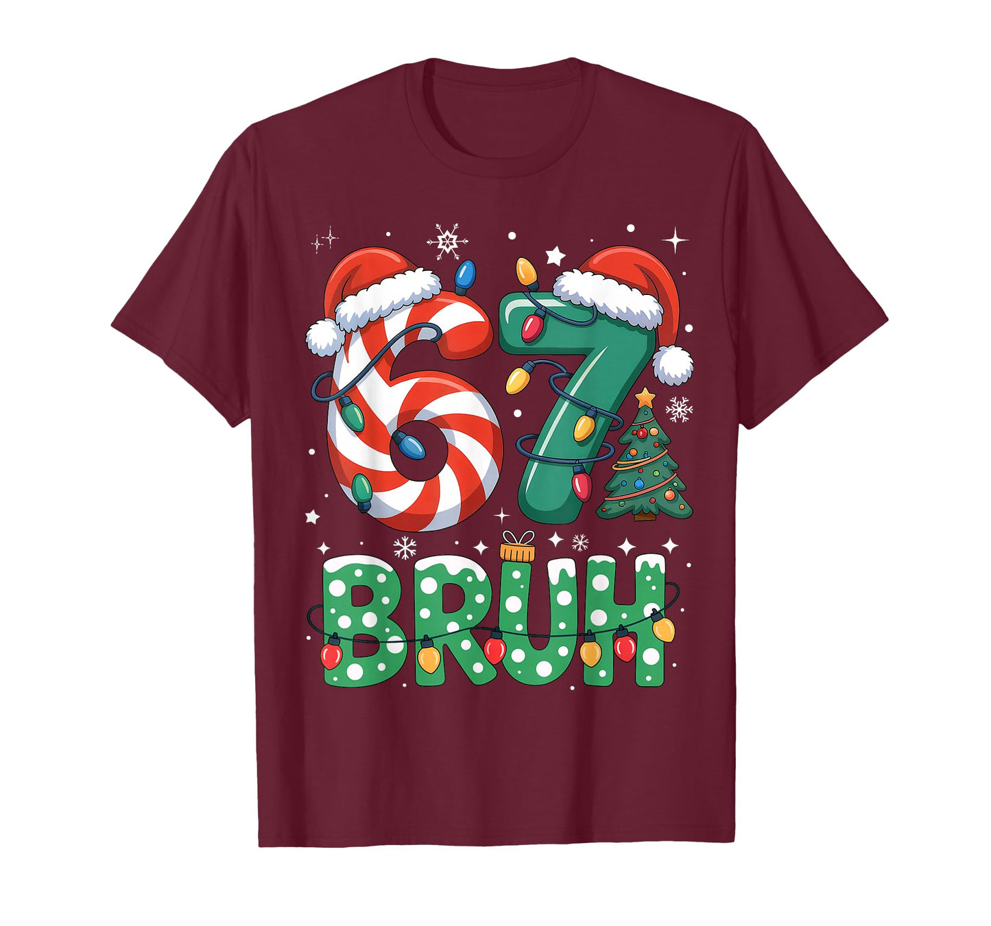 Bruh 67 Six Seven 6 7 Meme Christmas Funny Boy Girl Kids T-Shirt