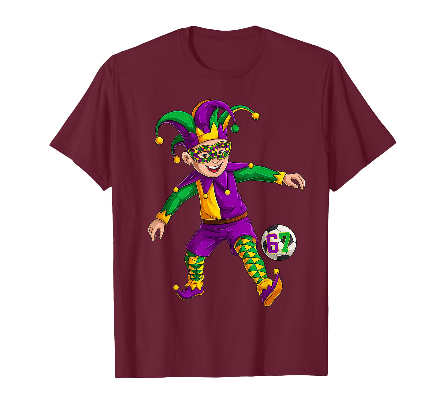 Jester Playing Soccer Mardi Gras 6 7 Meme Gen Alpha Slang T-Shirt