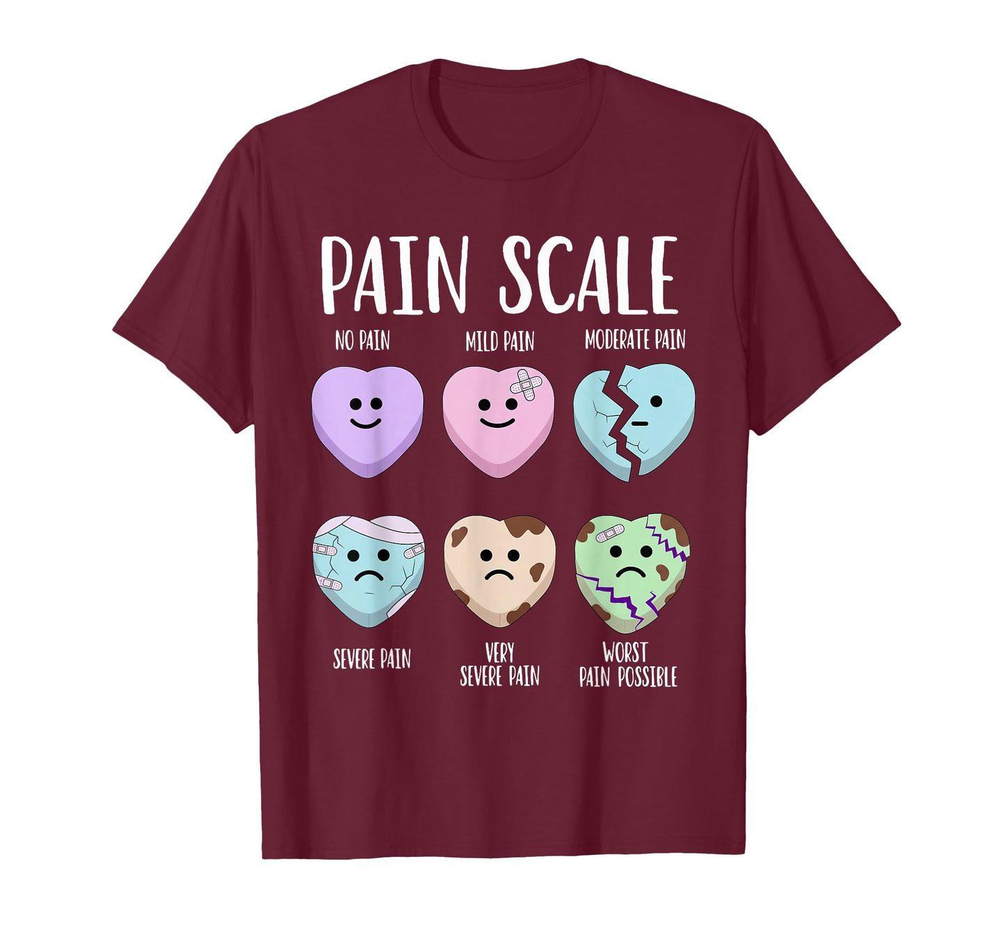 Pain Scale Heart Pain Assessment Nurse Triage Valentines Day T-Shirt