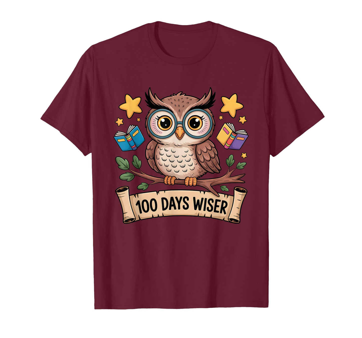 Cute Owl 100 Days Wiser Teacher Student Celebration T-Shirt