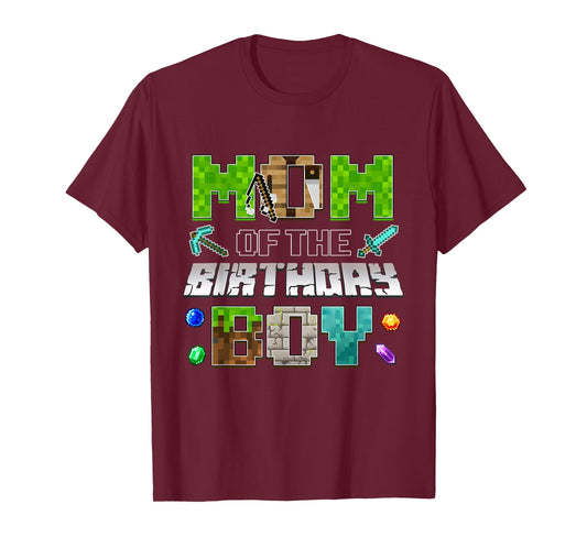 Mom of The Birthday Boy Funny Gaming Birthday Pixel Party T-Shirt