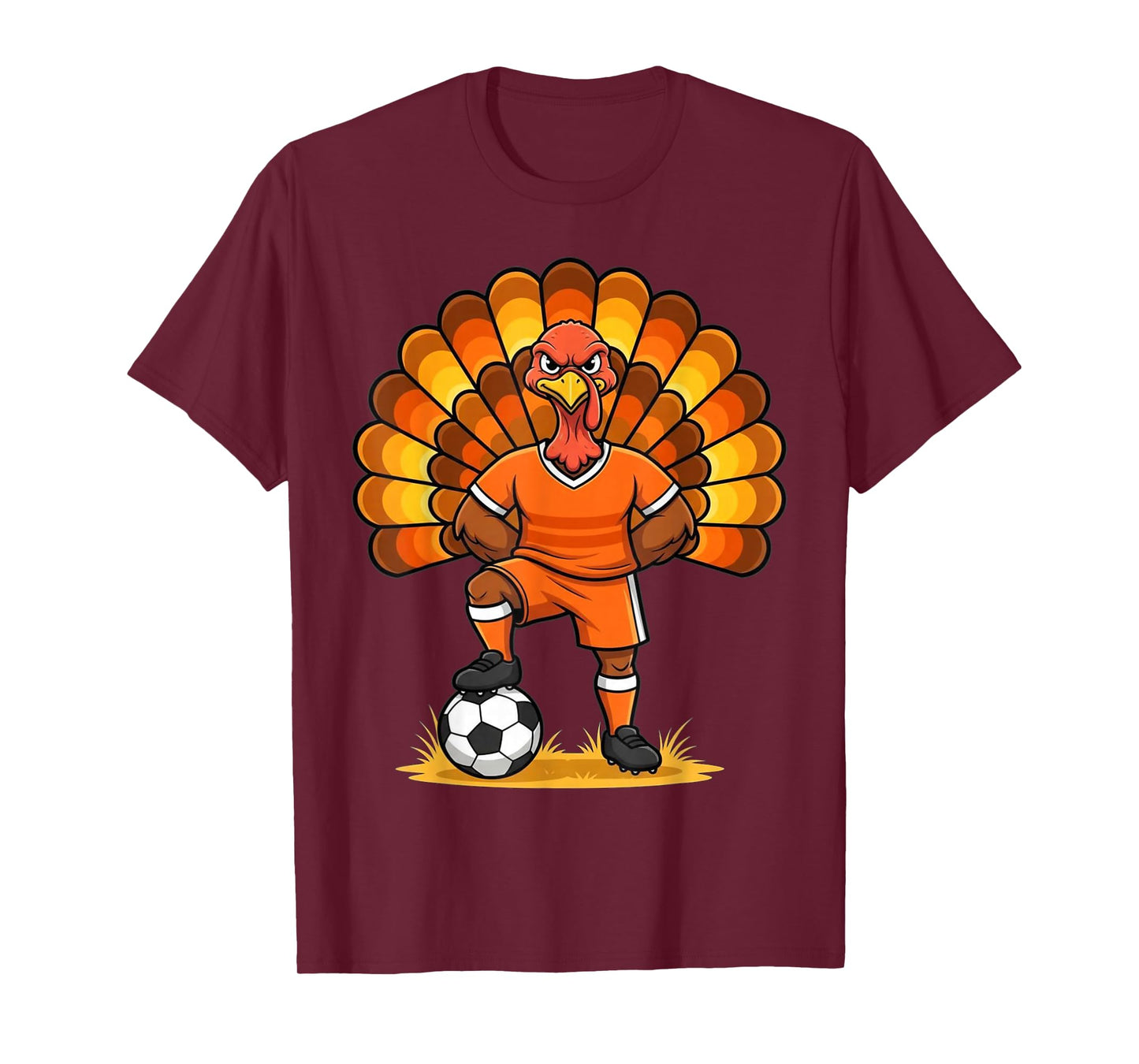 Kids Fall Boys Thanksgiving Soccer Turkey Men Ball Family T-Shirt