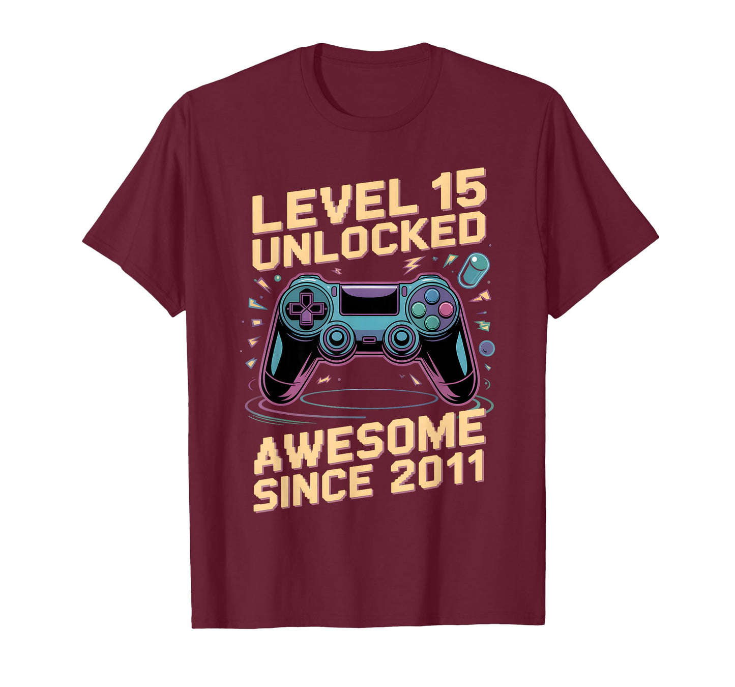 15th Birthday Boy Gift Level 15 Gamer 2011 15 Year Old Party T-Shirt