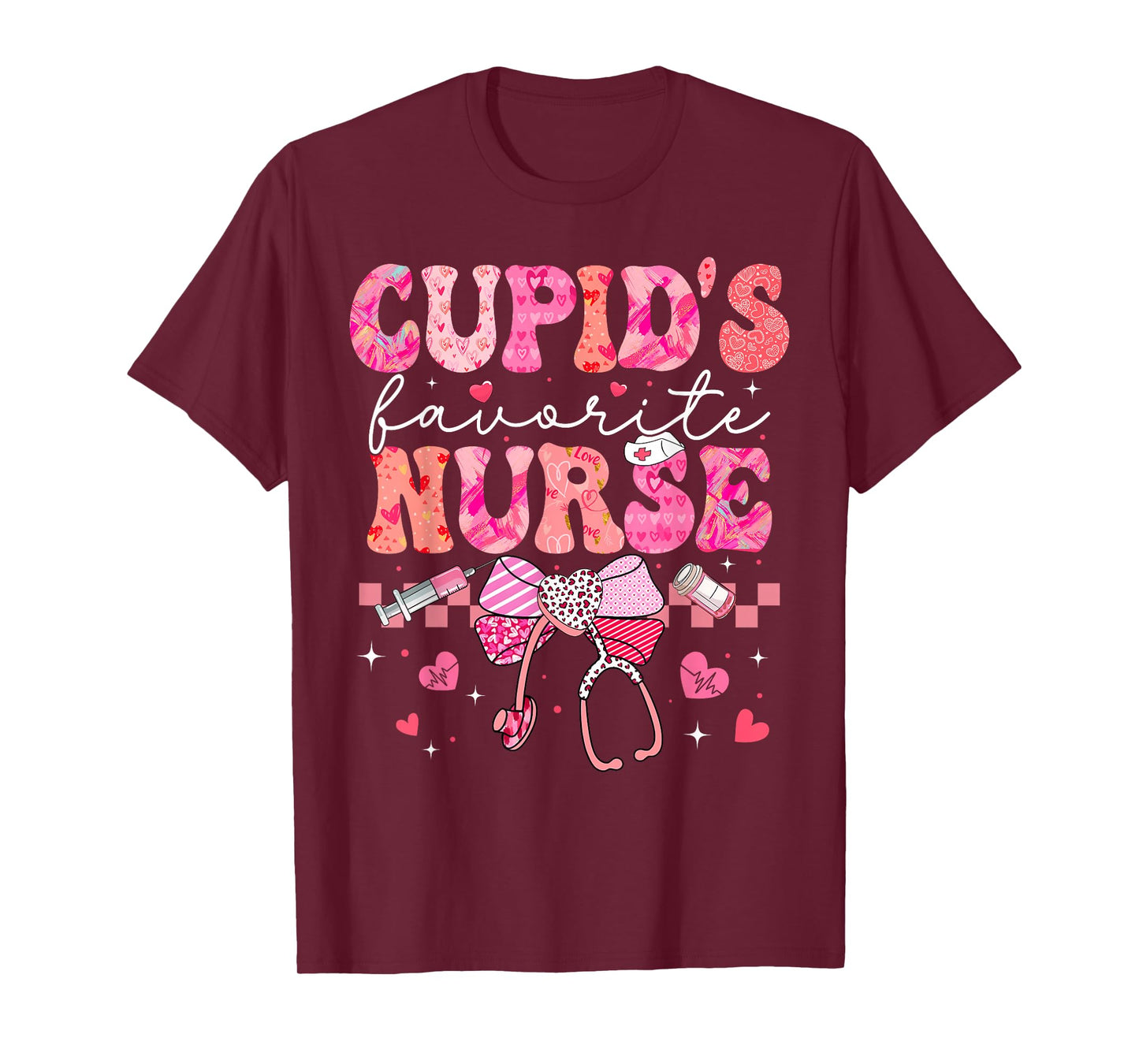 Valentines Day Cupid’s Favorite Nurse Heart Girl Women T-Shirt