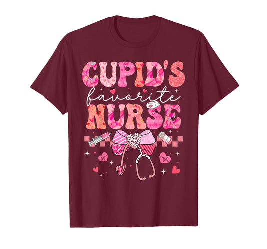 Valentines Day Cupid’s Favorite Nurse Heart Girl Women T-Shirt