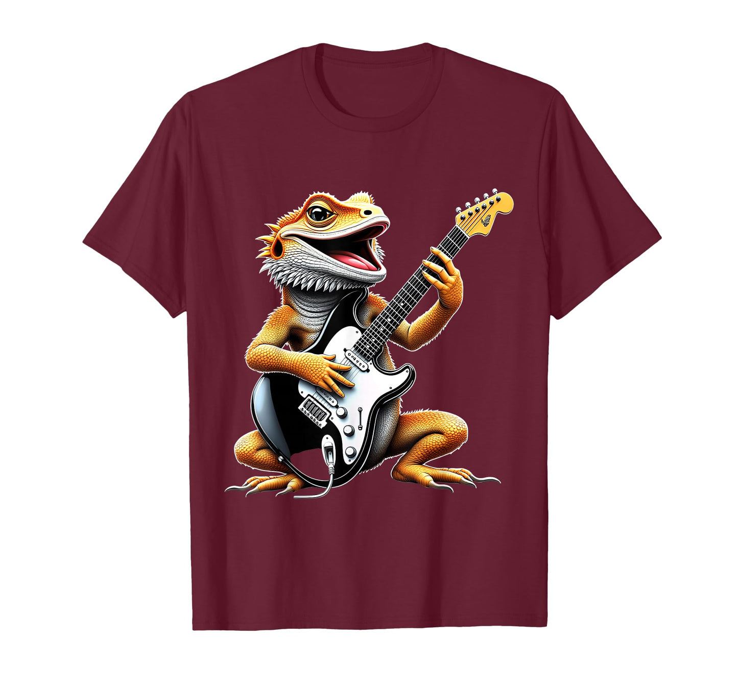 Funny Bearded Dragon Playing Guitar Animal Music Lover T-Shirt