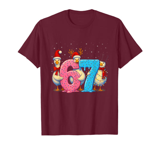 67 Ice Cream Drip Meme Funny Six Seven Goose Christmas T-Shirt