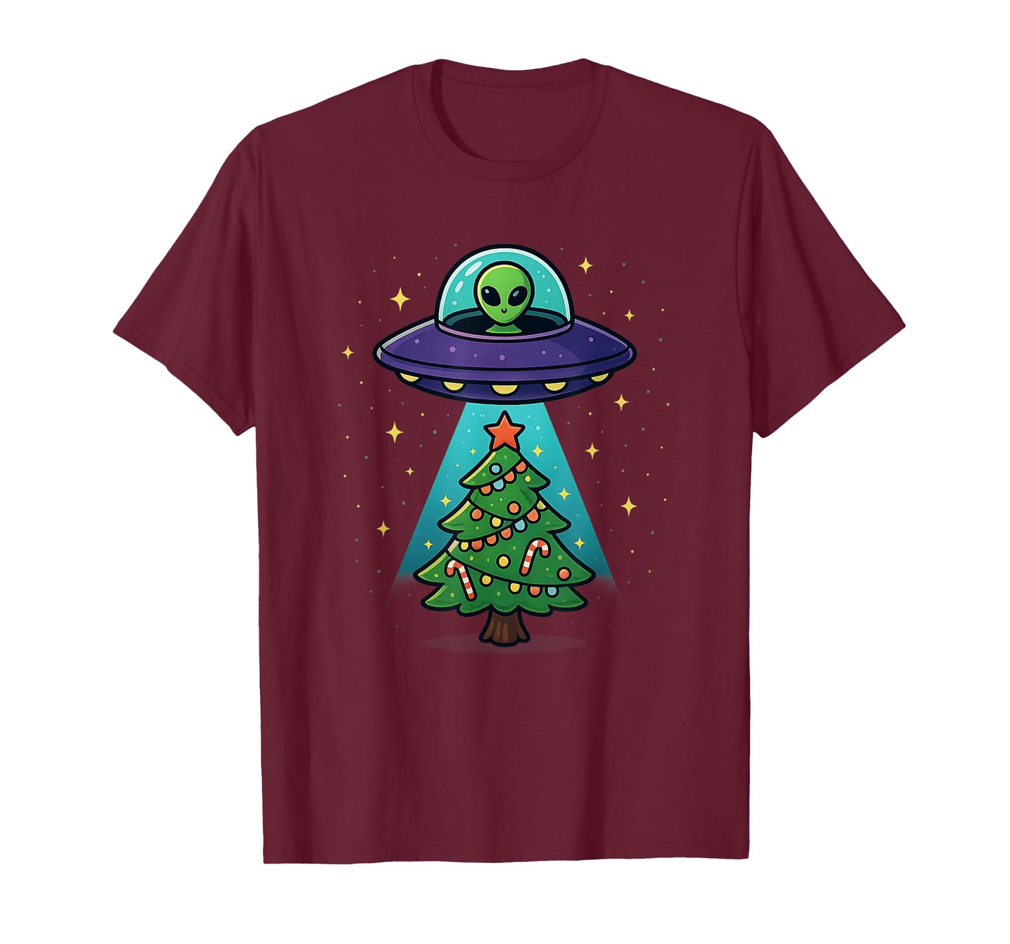 Alien Christmas Lights UFO Holiday Abduction Christmas Tree T-Shirt