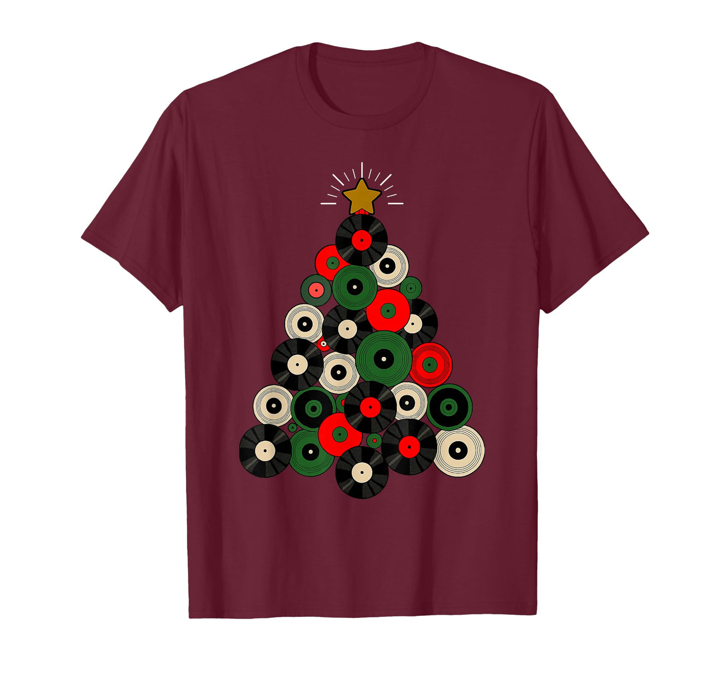 Vinyl Record Christmas Tree Men Boys Cool Holiday T-Shirt
