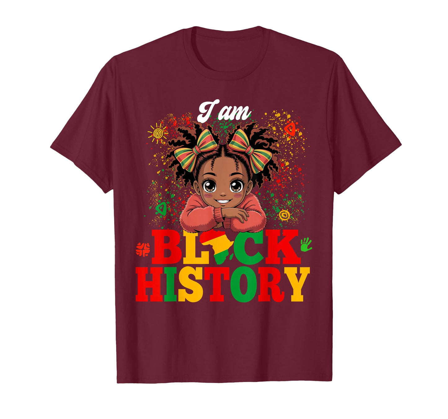 I Am Black History Month Messy Bun Cute Black Girls Toddler T-Shirt
