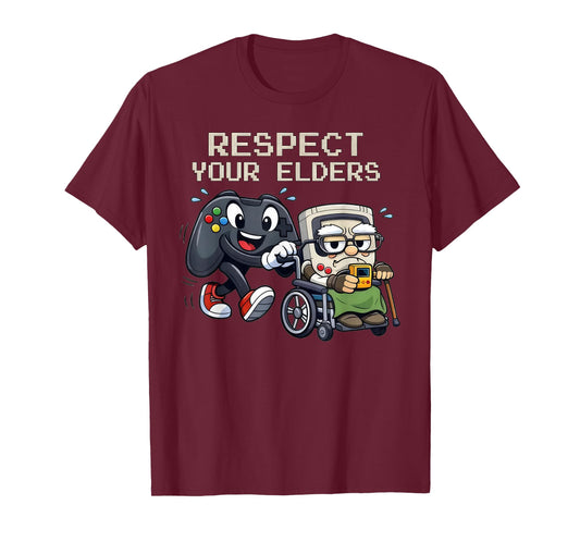 Respect Your Elders Gaming Control Retro Funny Gamer T-Shirt
