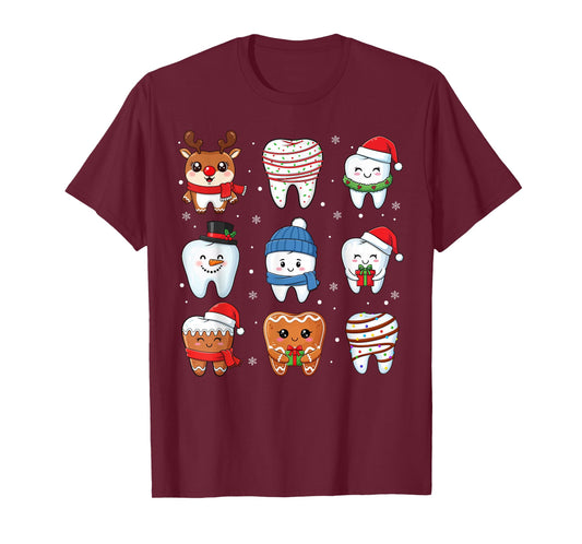 Funny Dental Christmas Teeth Cute Xmas Dentist Squad Crew T-Shirt