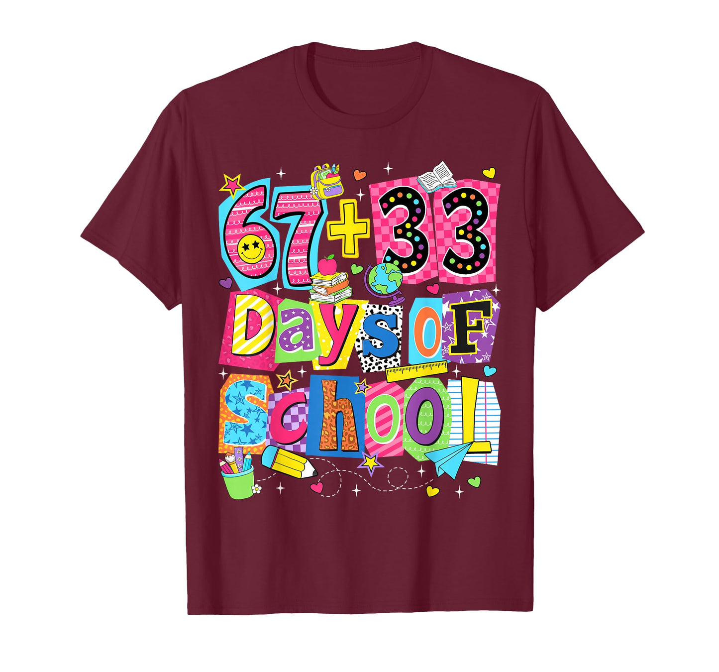 Happy 67 33 Days of School 100 Days of School Boy Girl Kid T-Shirt