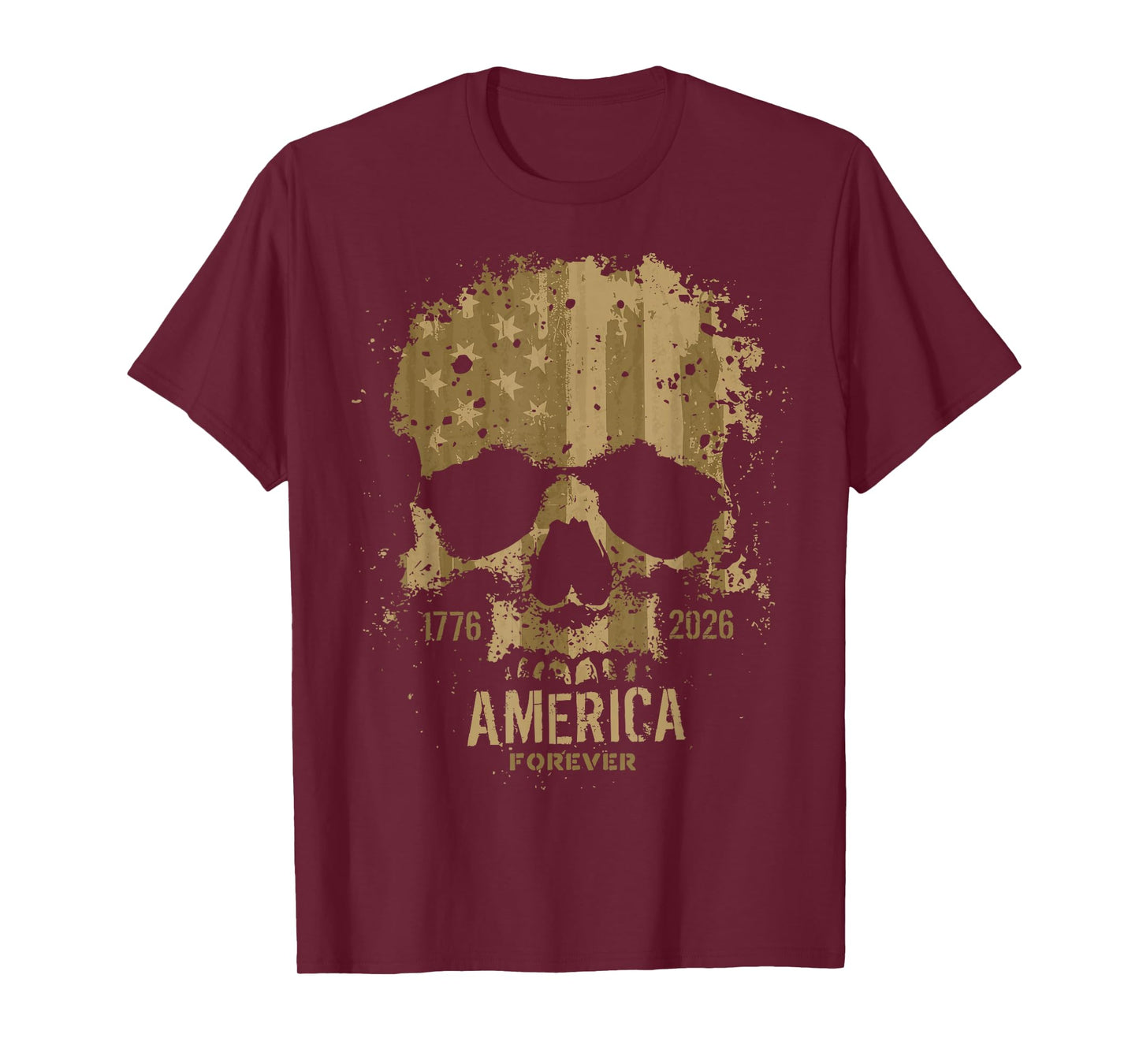 Skull USA Birthday Rugged Grunge 250 Quarter Millennium Men T-Shirt